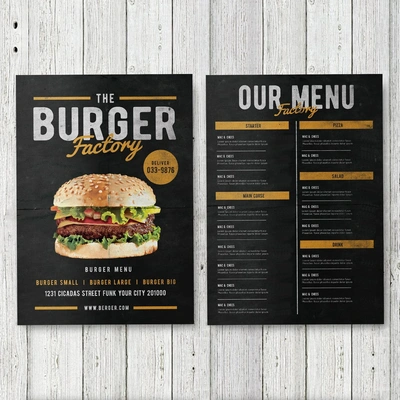 A5 Laminated Menu