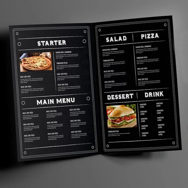 A5 Folded Laminated Menu
